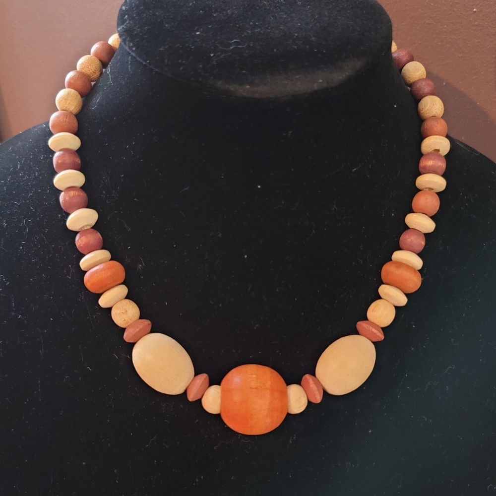 Wooden bead necklace